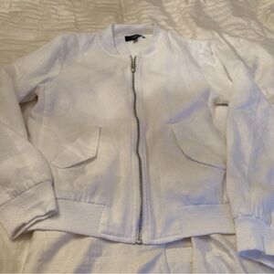 Lulu's Classic White Bomber Jacket